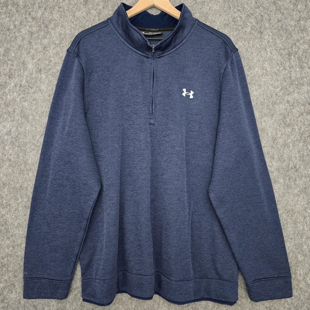 Under‎ Armour Golf Pullover Mens 2XL Blue ColdGear 1/4 Zip Long Sleeve Athletic